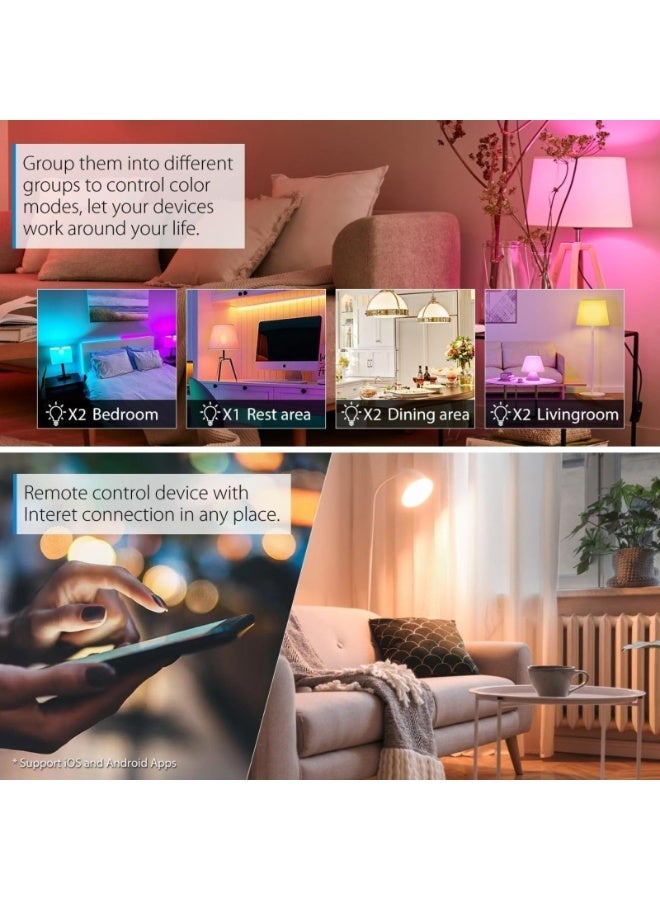 معجب مصباح ذكي E14، مصباح LED RGBWW، مصباح ذكي E14 بقوة 450 لومن، قابل للتعتيم مع 16 مليون لون متنوع يمكن تخصيصه. - Image 3